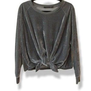 RDI Velour Gray Front Tie Shirt